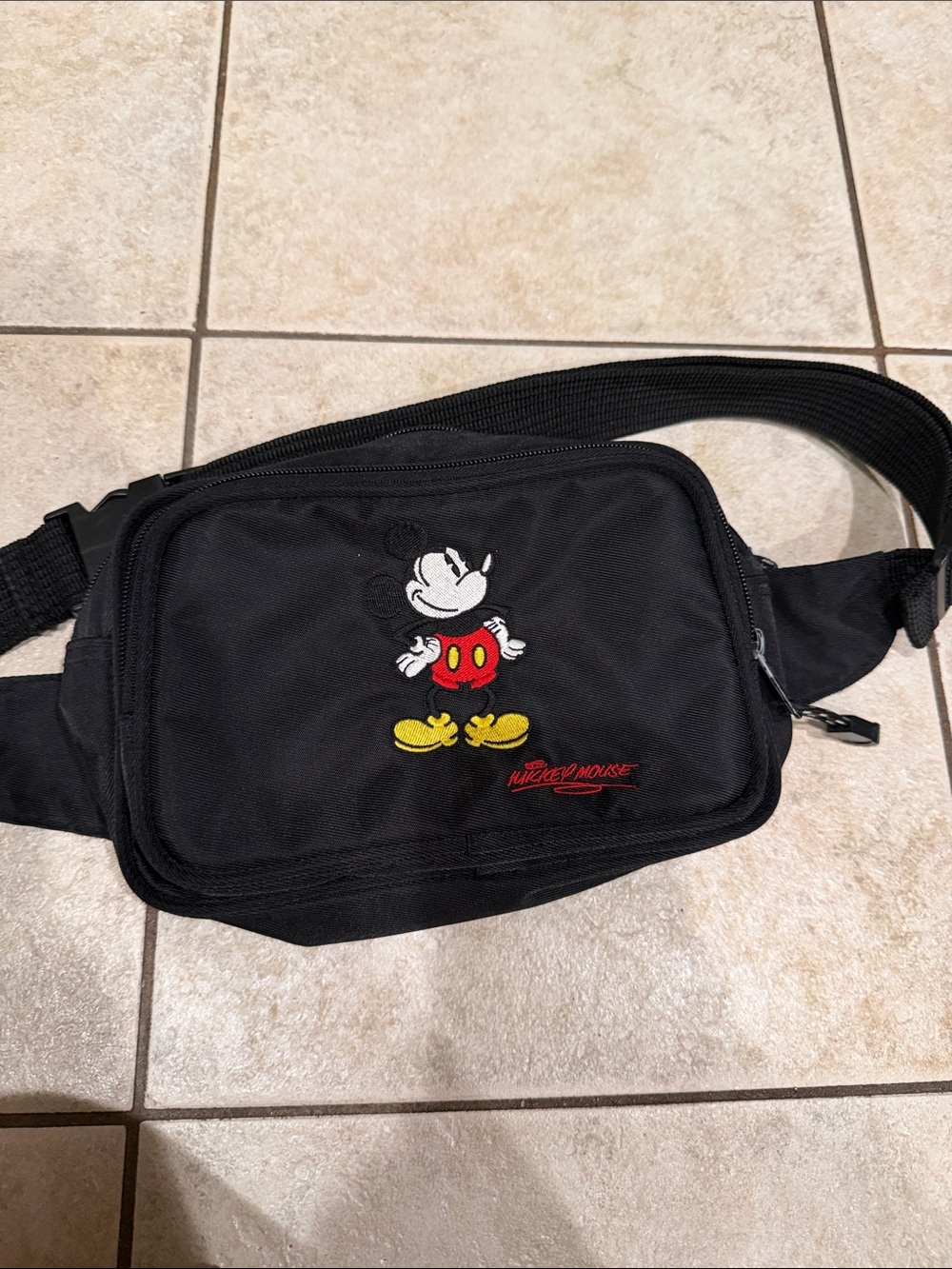 Disney Black Waist Bag with Embroidered Mickey